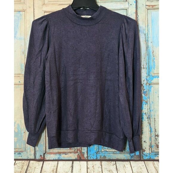 Riah Fashion Womens Small Purple Mock Neck Long Sleeve Pullover Sweater Top - Picture 1 of 7